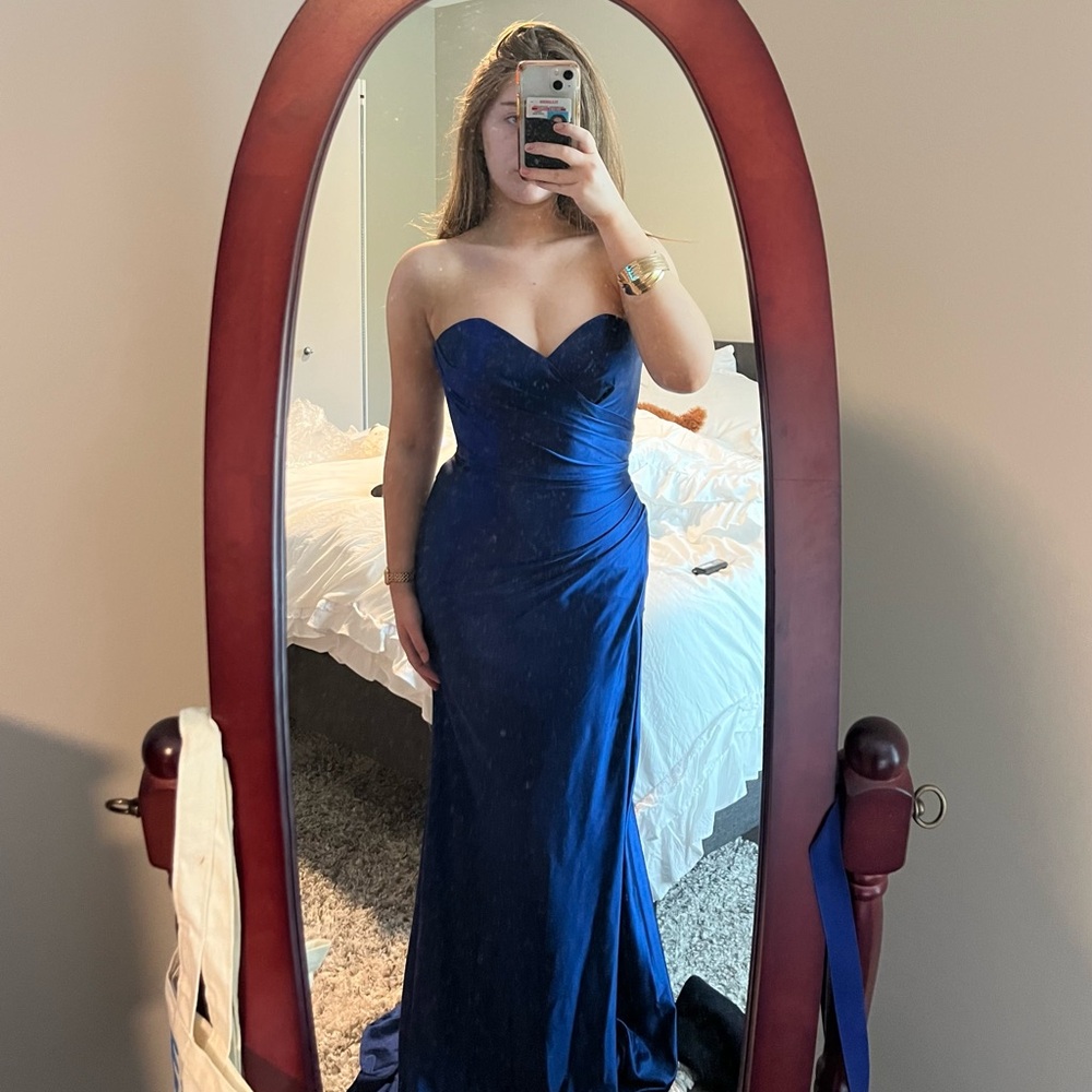 La Femme Navy Maxi Gown